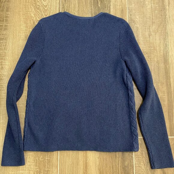 CHARTER‎ CLUB | Cotton Quilted Zip-Front Cardigan Blue | Sz Medium Women's - Picture 5 of 10